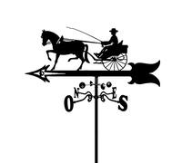 Silueta de caballo, diseño de veleta, carro, indicador de orientación retro, herramienta de medición de veleta de acero inoxidable con revestimiento antioxidante para decoración de soporte de animales
