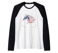 Silueta de Caballo permaneciendo Salvaje USA Vintage Caballo Occidental Camiseta Manga Raglan