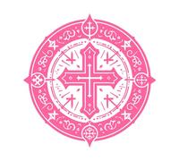 silueta de cruz celta Calcomanías de pared 42x42.5cm Pegatinas para vidrio Rosa