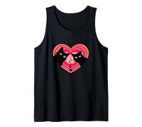 Silueta de Dos Gatos Negros Dentro de una Forma de corazón Rosa Camiseta sin Mangas