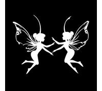 silueta de dos hadas bailando juntas con las alas extendidas Calcomanías de letras 52x66.6cm Decoración de tiendas Blanco