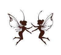 silueta de dos hadas bailando juntas con las alas extendidas Calcomanías de letras 64x81.9cm Vinilos para ventanas Café