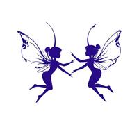 silueta de dos hadas bailando juntas con las alas extendidas Calcomanías de vinilo para murales y paredes 64x81.9cm Se puede modificar y añadir información Azul oscuro