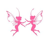 silueta de dos hadas bailando juntas con las alas extendidas Calcomanías de vinilo para murales y paredes 52x66.6cm No daña la superficie de la pared Rosa