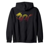 Silueta de dragón de Fuego Estilo Dotwork Sudadera con Capucha