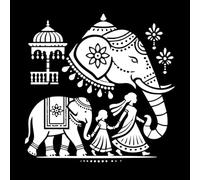 Silueta de elefante de la India, elefante de la paz Pegatinas artísticas de vinilo 67.2x67.7cm Cultura del tatuaje Blanco