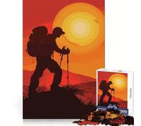 Silueta de Excursionista al Atardecer, Rompecabezas de 1000 Piezas para Adolescentes, Juguete de lógica Clara, pasatiempo Tranquilo, Corte Perfecto, Regalo clásico 38x26cm