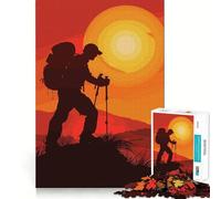 Silueta de Excursionista al Atardecer, Rompecabezas para Adolescentes, 1000 Piezas, Juguete para ejercitar la Mente, Actividad para el hogar, decoración de Pared con Corte de precisión 50x75cm