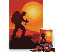 Silueta de Excursionista al Atardecer, Rompecabezas para Adolescentes, 1000 Piezas, Juguete para ejercitar la Mente, Actividad para el hogar, decoración de Pared con Corte de precisión 50x75cm