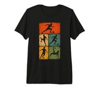 Silueta de fútbol Vintage Jugador Retro dinámico Envejecido Camiseta Premium