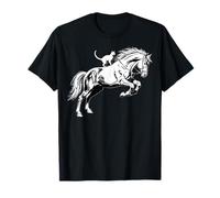 Silueta de Gato a Caballo para Amantes de los Animales Gato Divertido Camiseta