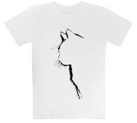 Silueta De Gato Camiseta Blanca para Niños Camiseta De Manga Corta para Niños Kids White tee Children Short Sleeve T-Shirt