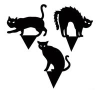 Silueta de gato negro para Halloween, decoración para patio al aire libre, resistente a la intemperie, construcción acrílica, juego de 3 piezas decorativas (A)
