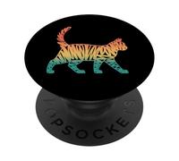 Silueta de Gato Retro garabateado, Arte Minimalista PopSockets PopGrip Adhesivo