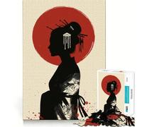 Silueta de Geisha con Sol Rojo, Rompecabezas de 1000 Piezas para Adolescentes, Juguete para desarrollar la lógica, Ligero y Relajante, Corte preciso, Regalo clásico 38x26cm