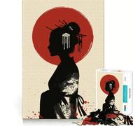 Silueta de Geisha con Sol Rojo, Rompecabezas de 1000 Piezas para Adultos, Juguete de lógica Mental, antiestrés, Corte Firme, Regalo increíble 38x52cm