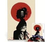 Silueta de Geisha con Sol Rojo, Rompecabezas de 1000 Piezas para Adultos, Juguete de lógica Mental, antiestrés, Corte Firme, Regalo increíble 38x52cm