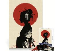 Silueta de Geisha con Sol Rojo, Rompecabezas difícil para Adultos, 1000 Piezas, Juguete de lógica, vínculo Familiar, Corte de precisión, cálida Sorpresa 50x75cm