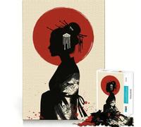 Silueta de Geisha con Sol Rojo, Rompecabezas difícil para Adultos, 1000 Piezas, Juguete de lógica, vínculo Familiar, Corte de precisión, cálida Sorpresa 50x75cm
