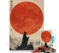 Silueta de Guerrero bajo la Luna roja, Rompecabezas de 1000 Piezas para Adultos, Juguete de lógica Mental, antiestrés, Corte Firme, Regalo increíble 38x52cm