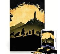 Silueta de Guerreros y Torre, Paisaje para Adolescentes, Rompecabezas de 1000 Piezas, Mejora la Memoria, Juego Relajante, Bordes limpios, artículo de Deseo de Papá Noel 38x52cm
