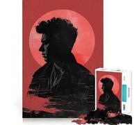 Silueta de Hombre sobre Fondo Rojo, Rompecabezas de 1000 Piezas para Adultos, Regalos, Juguete de Habilidad, Alivio del estrés, Corte Exacto, Lista de Deseos de Papá Noel 38x52cm