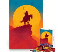Silueta de Jinete a Caballo al Atardecer Rompecabezas de 1000 Piezas para Adolescentes Juguete cognitivo Lento Disfruta Borde Premium Elige tu Deseo de Papá Noel 38x26cm
