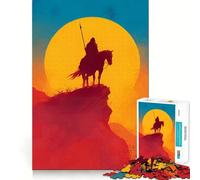 Silueta de Jinete a Caballo al Atardecer Rompecabezas de 1000 Piezas para Adolescentes Juguete cognitivo Lento Disfruta Borde Premium Elige tu Deseo de Papá Noel 38x26cm