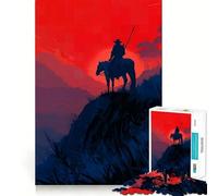 Silueta de Jinete a Caballo al Atardecer Rompecabezas de 1000 Piezas para Adolescentes Mejora la Memoria Juego Relajante Bordes limpios Artículo de Santa Claus 38x52cm