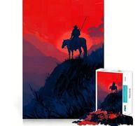 Silueta de Jinete a Caballo al Atardecer Rompecabezas de 1000 Piezas para Adolescentes Mejora la Memoria Divertido y Relajante Pieza de colección de Arte con Corte nítido 50x75cm
