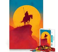Silueta de Jinete a Caballo al Atardecer Rompecabezas de 1000 Piezas para Adultos y Adolescentes Mejora la Memoria Ligero y Relajante Corte nítido Un Regalo Encantador 38x52cm
