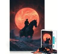 Silueta de Jinete bajo la Luna de Sangre, Rompecabezas para Adolescentes, 1000 Piezas, Juguete de lógica, alegría Familiar, Borde Premium, 50x75cm