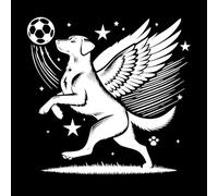 Silueta de juego de gol ganador de cachorro ángel Pegatinas de grabado 67.2x69.6cm Se puede modificar y añadir información Blanco