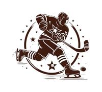 silueta de jugador de hockey sobre hielo patinando Calcomanías de pared 42x47.6cm Impermeable Café