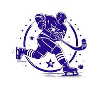 silueta de jugador de hockey sobre hielo patinando Calcomanías de pared 54.6x61.9cm No se cae Azul oscuro