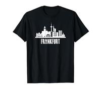 Silueta de la Ciudad de Frankfurt y Horizonte del Centro Camiseta gráfica económica, Hombre, Negro, M