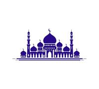 silueta de la cúpula de una mezquita contra un Calcomanías de letras 42x97cm Cultura del tatuaje Azul oscuro
