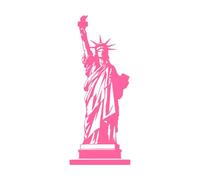 Silueta de la Estatua de la Libertad sosteniendo una antorcha en el Día de la Independencia de Nueva York, EE. UU. Calcomanías de pared de PVC 48x118.2cm Decoración de tiendas Rosa