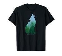 Silueta de lobo del bosque de montaña - Be Brave Stay Wild Camiseta