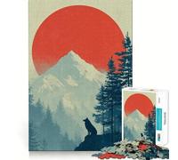 Silueta de Lobo,Paisaje de montaña,Rompecabezas de 1000 Piezas para Adultos Piensa,Entrena,Juega Cierre Firme,sin Piezas Sueltas aliviar el estrés (50x75cm)