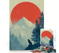 Silueta de Lobo, Paisaje de montaña, Rompecabezas para Adultos, 1000 Piezas, Pensamiento Claro, Escape Relajante, Bordes precisos, (50x75cm)