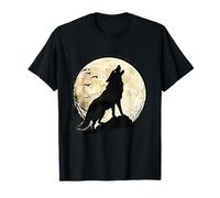 Silueta de luna llena de lobo aullando - Arte nocturno en el desierto Camiseta