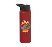 Silueta de mapa patriótico I Love Germany Stainless Steel Insulated Water Bottle