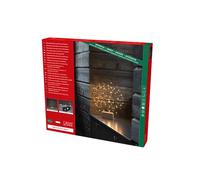 Silueta de metal LED "pequeño Ring", con pie de madera, color negro, con regulador de intensidad, con interruptor de encendido/apagado, envuelta con alambre negro, 100 diodos ámbar, transformador interno de 4,5 V, 2 W, cable negro.