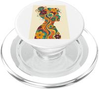 Silueta de Mujer Boho con Formas Florales Estilo de Flores de los años 70 PopSockets PopGrip para MagSafe