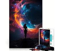 Silueta de Mujer en la Galaxia, Rompecabezas de 1000 Piezas para Adultos, Regalo para ejercitar la Mente, Juguete Divertido y silencioso, diseño para armar, 38x26cm