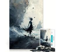 Silueta de Mujer en la tormenta, Rompecabezas de 1000 Piezas para Adultos, Juguete para ejercitar la Mente, Juguete de Ocio Suave, diseño para armar, Regalo de Temporada 38x52cm