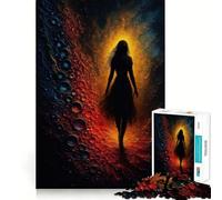 Silueta de Mujer en un Paisaje Abstracto ardiente para Adultos Rompecabezas de 1000 Piezas Juguete para ejercitar la Mente Diseño de Ocio Suave Regalo de Temporada 38x26cm