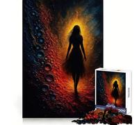 Silueta de Mujer en un Paisaje Abstracto ardiente para Adultos Rompecabezas de 1000 Piezas Juguete para ejercitar la Mente Diseño de Ocio Suave Regalo de Temporada 38x26cm