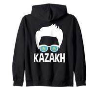 Silueta de niño kazajo orgulloso bandera de Kazajstán sombras Sudadera con Capucha